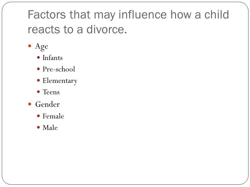 Childs age and gender factors in coping with divorce